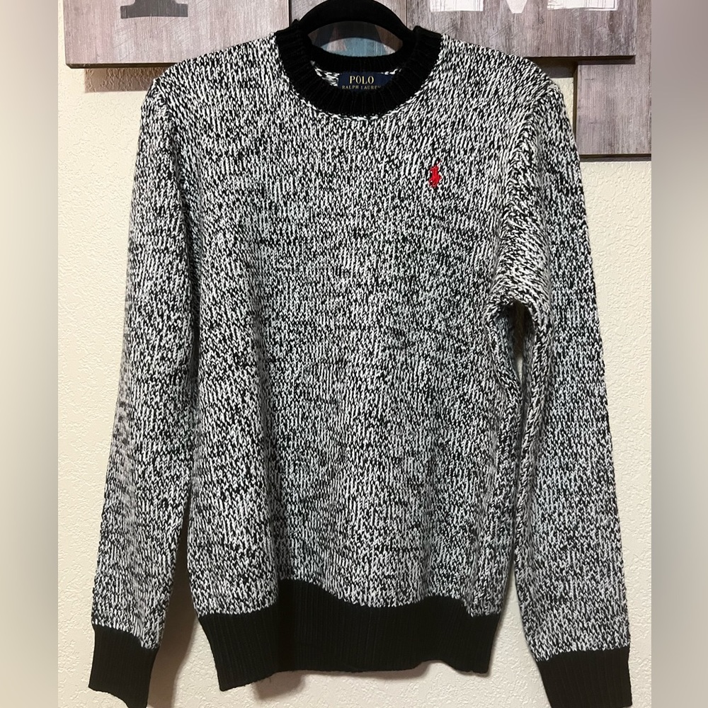 Ralph Lauren Knitted Black and White Sweater, size L, NWT